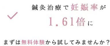 鍼灸治療で妊娠率が1.61倍に。まずは無料体験から試してみませんか？