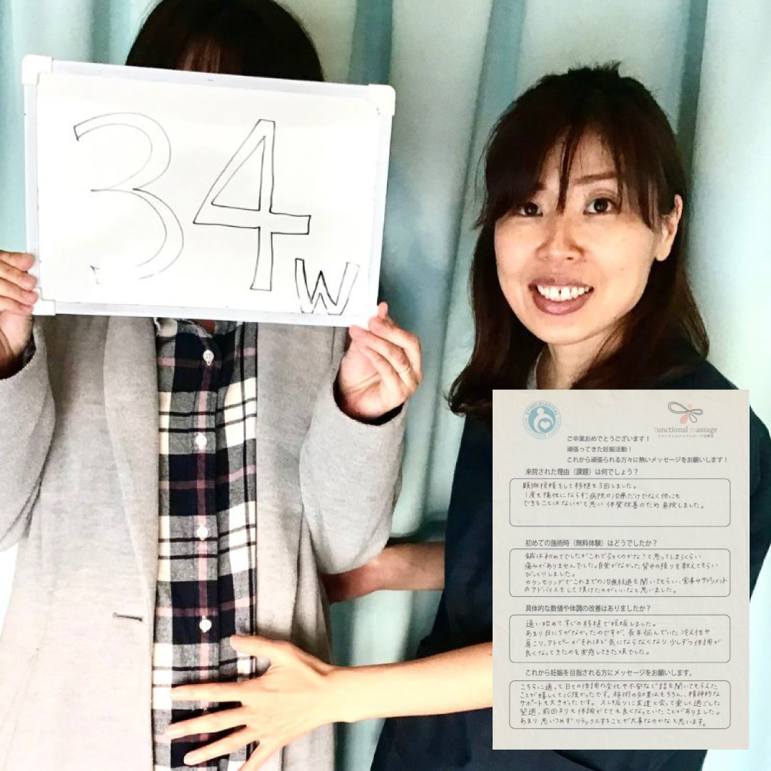 不妊治療・不妊鍼灸サロン ファンクショナルマッサージ治療室にご来院いただいたS様